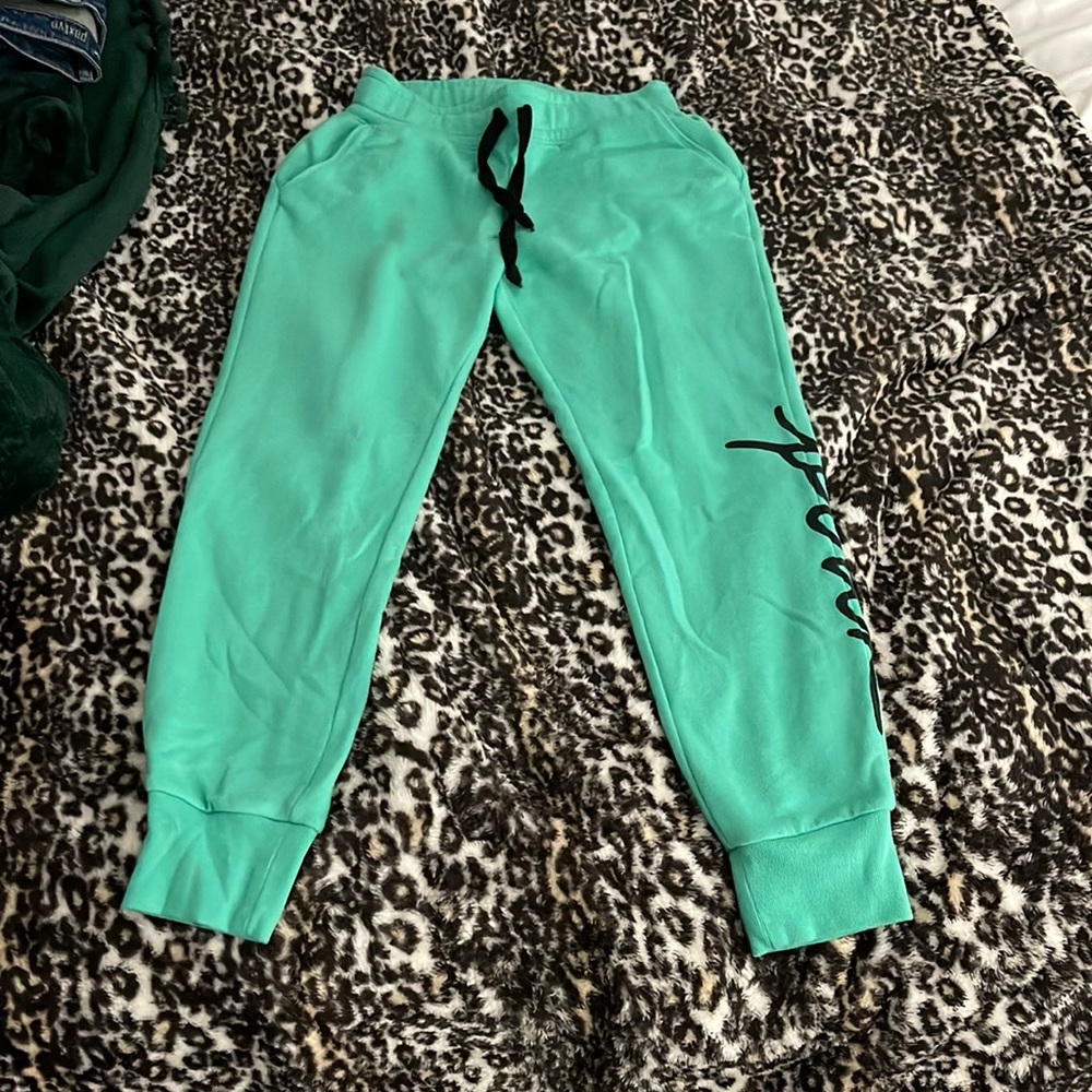 Green sweatpants from pink